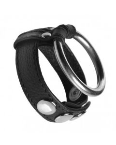 Leather and Steel Cock and Ball Ring