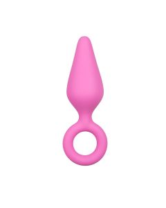Pink Buttplugs With Pull Ring - Medium