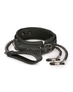 Leather Collar With Nipple Chains
