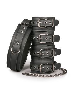 Fetish set with collar, ankle- and wrist cuffs