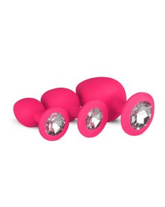 Silicone Butt Plug with Diamond - Pink