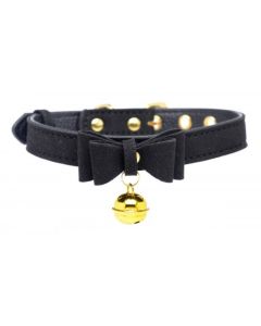 Golden Kitty Collar With Cat Bell - Black/Gold