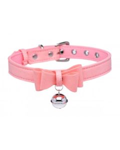 Golden Kitty Collar With Cat Bell - Pink