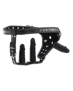 Double Penetration Strap On Harness - Black
