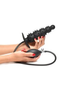 Ribbed Inflatable Anal Plug - Black