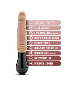 Dr. Skin Silicone - Dr. Knight - Thrusting and Vibrating Dildo - Beige