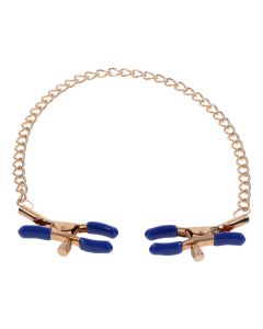 Cougar Nipple Clamps with Chain - Gold