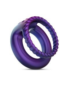 Hueman - Jupiter Vibrating Cock and Ball Ring - Purple