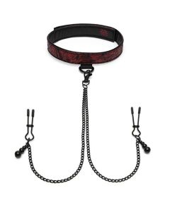 Fifty Shades of Grey – Sweet Anticipation Collar with Nipple Clamps – Red