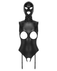 Bad Kitty – Open Cup Bodysuit with Head Mask – Black
