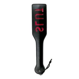 Black Leather Paddle - Slut
