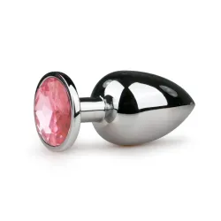 Metal Butt Plug Silver/Pink - L