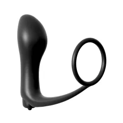 PIPEDREAM – Ass-Gasm Cock Ring with Vibrating Butt Plug – Black