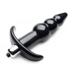 Bubbly Vibrating Anal Plug With Ribbing - Black