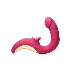 XR Brands - Tease & Please Licking & Thrusting Vibrator - Pink