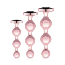 Rosy Gold - Metal Butt Plug Set 3 Pieces - Rose Gold
