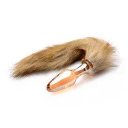 TAILZ - Fox Tail Glass Anal Plug - Orange with Faux Fur Tail