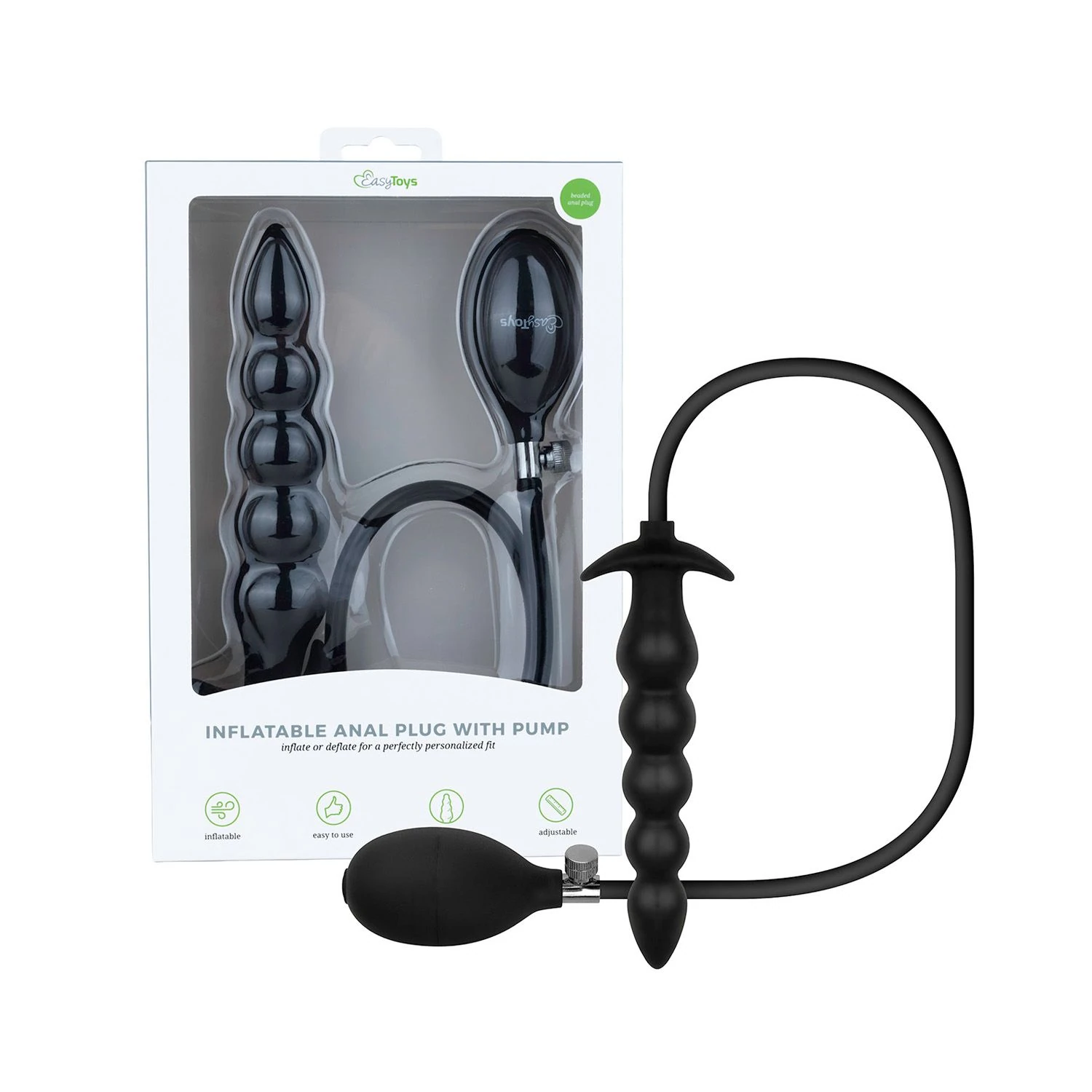 Anal Collection - Inflatable Anal Plug with Pump 20 cm - Black