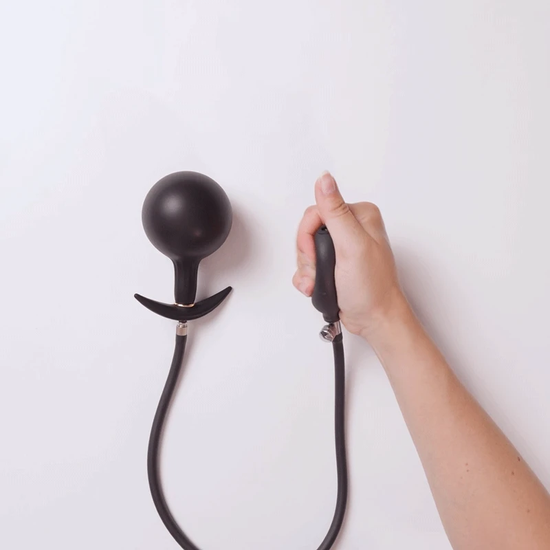 Anal Collection - Inflatable Butt Plug with Pump 8 cm - Black