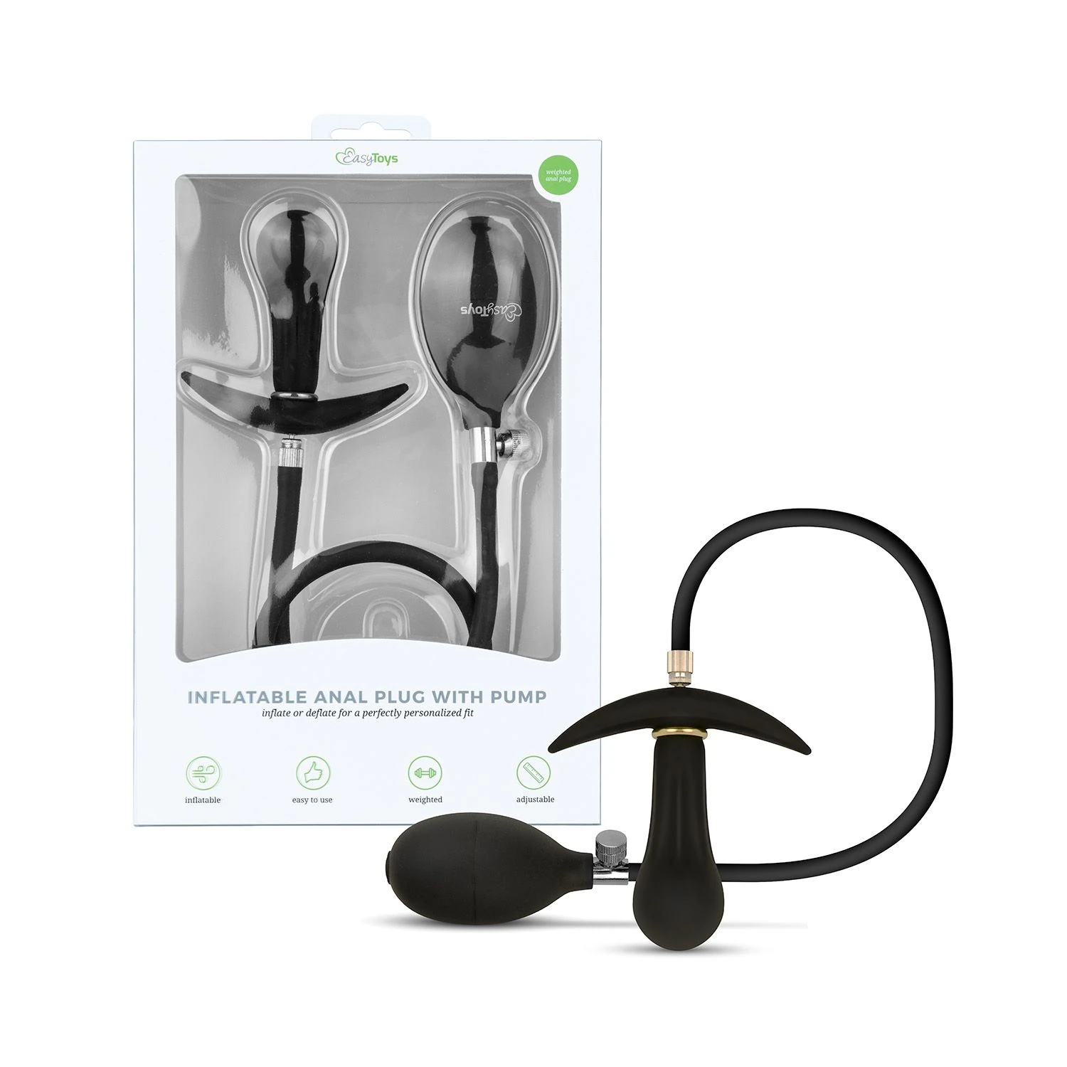 Anal Collection - Inflatable Butt Plug with Pump 8 cm - Black
