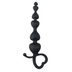 Black Anal Beads Heart Handle - 18,5 cm