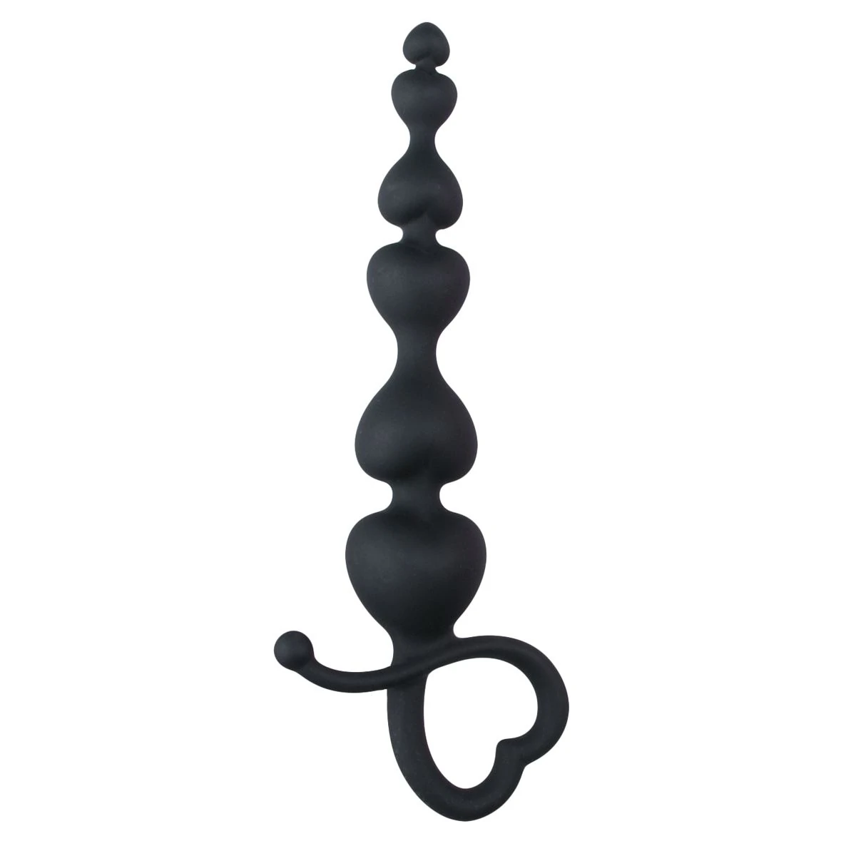 Black Anal Beads Heart Handle - 18,5 cm