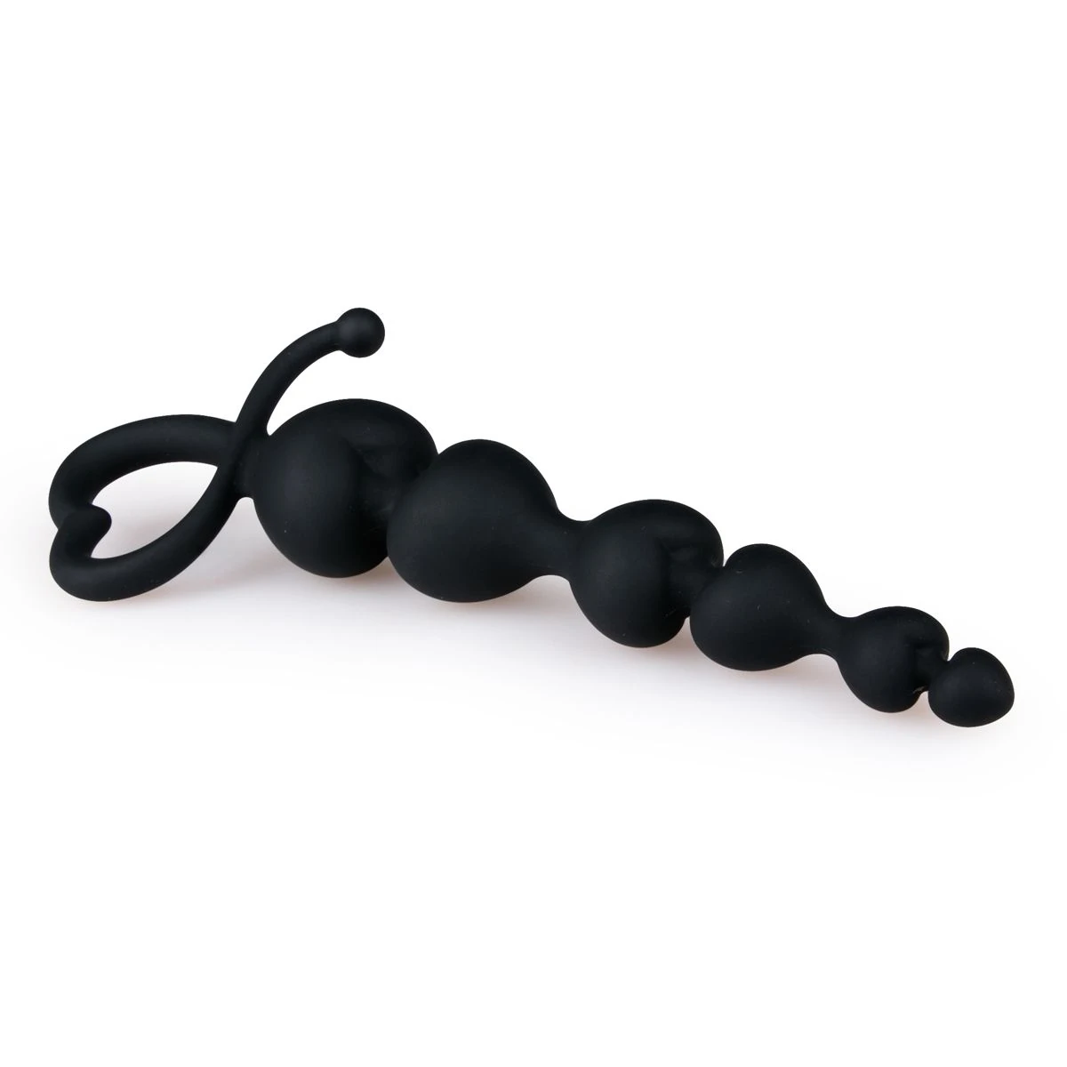 Black Anal Beads Heart Handle - 18,5 cm