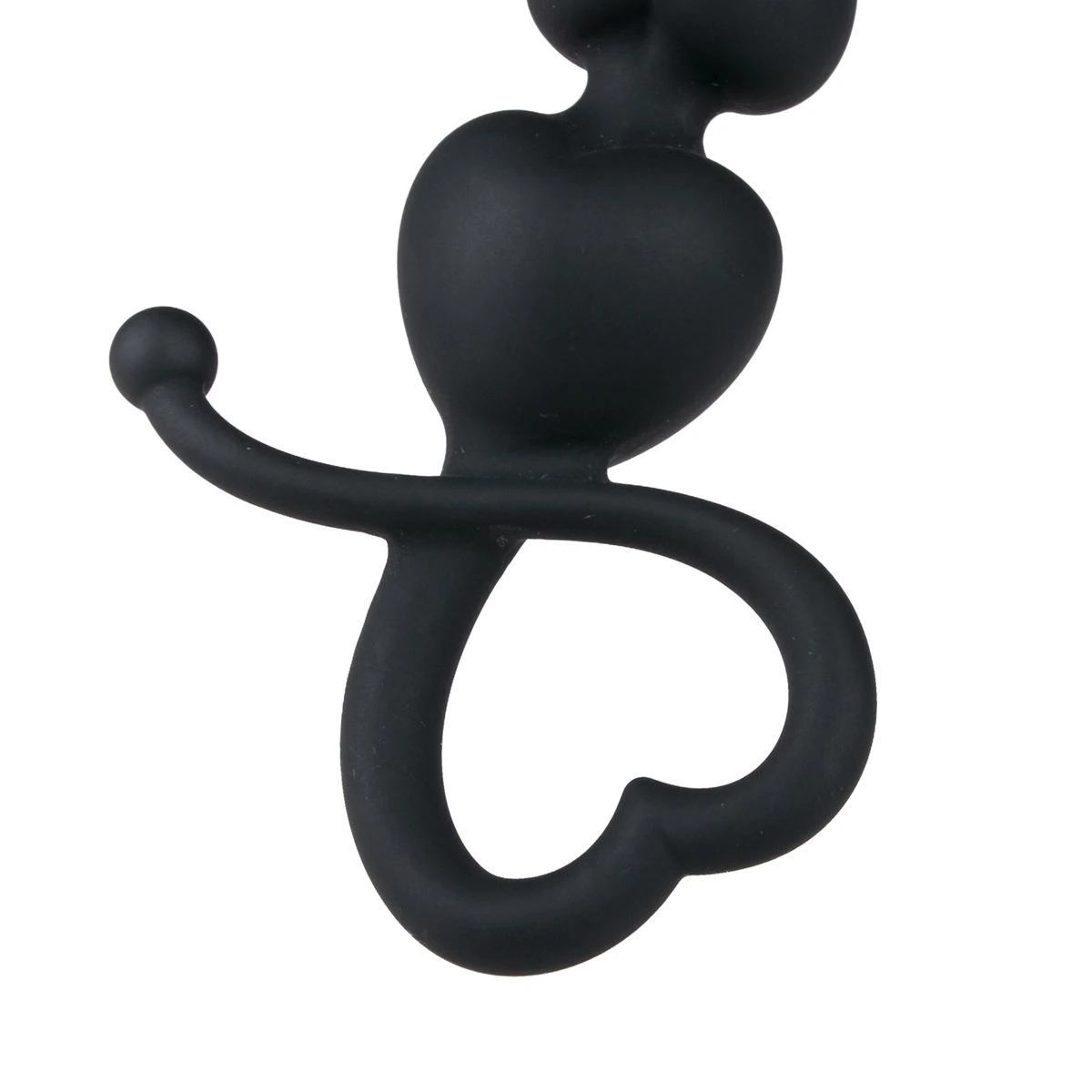 Black Anal Beads Heart Handle - 18,5 cm