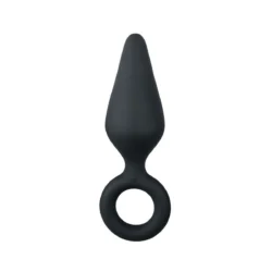 Black Buttplugs With Pull Ring - Small 8,5 cm