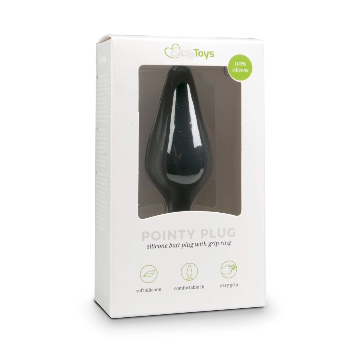 Black Buttplugs With Pull Ring - Small 8,5 cm