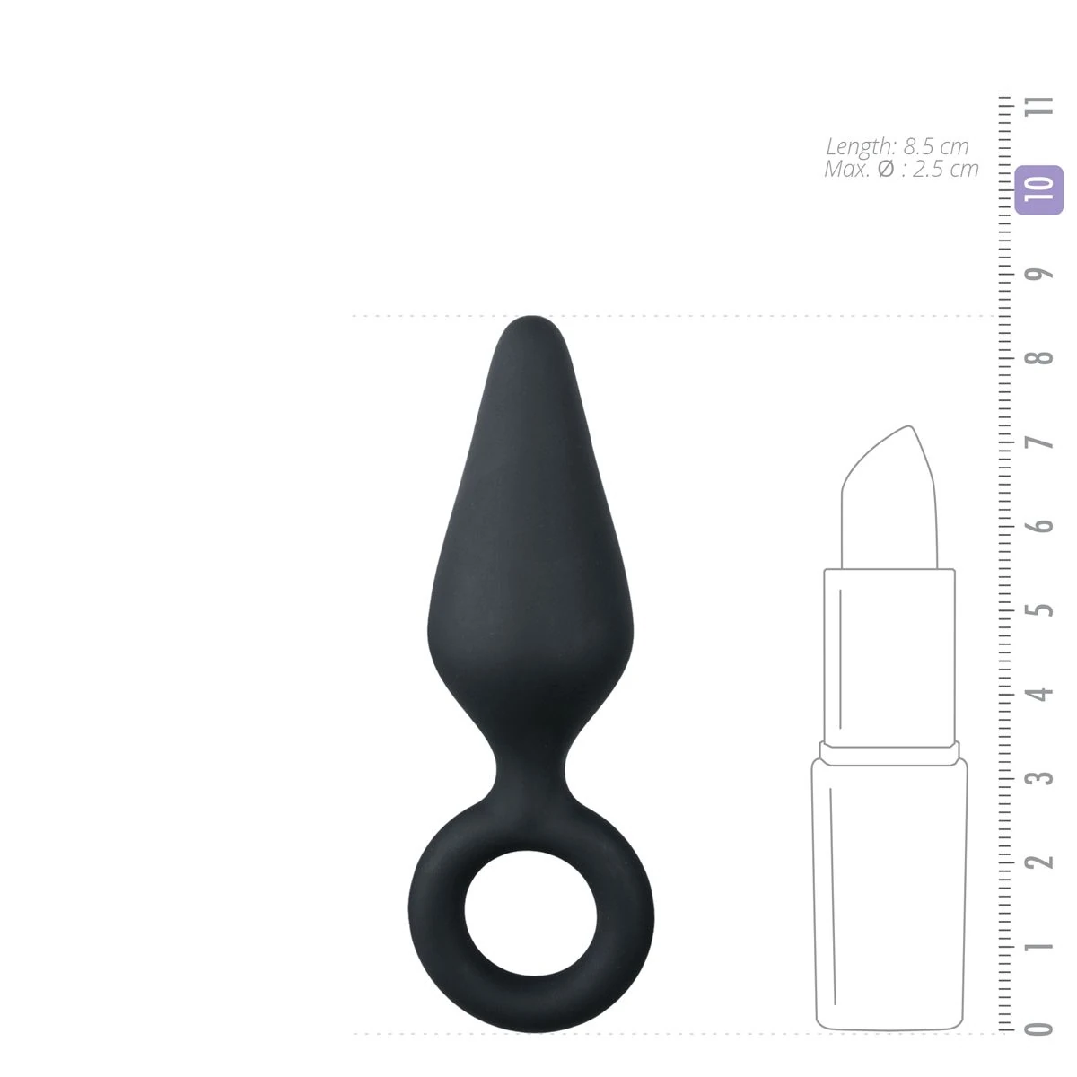 Black Buttplugs With Pull Ring - Small 8,5 cm