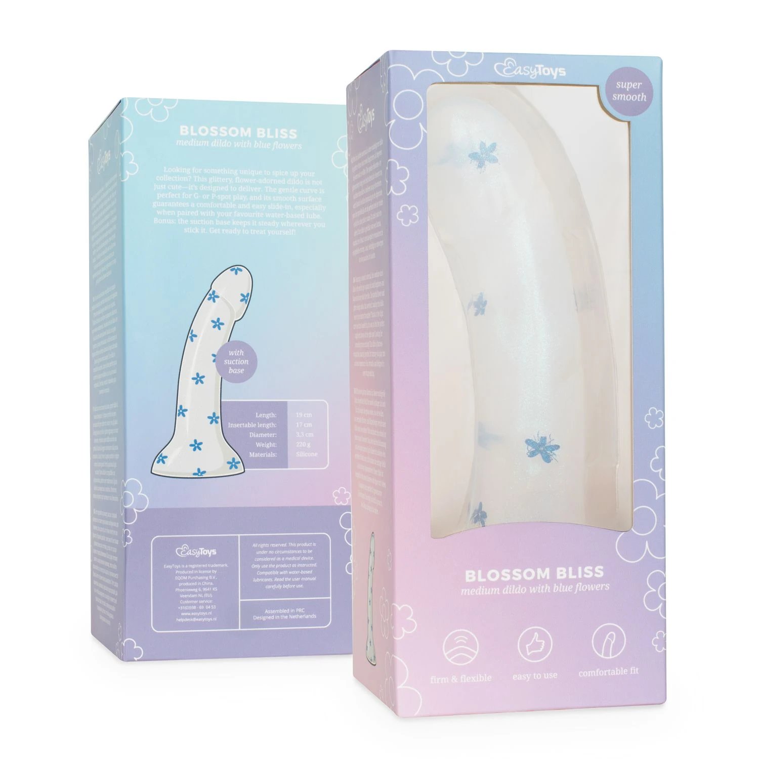 Dildo Collection Blossom Bliss Dildo – Blue Glitter Design 19 cm