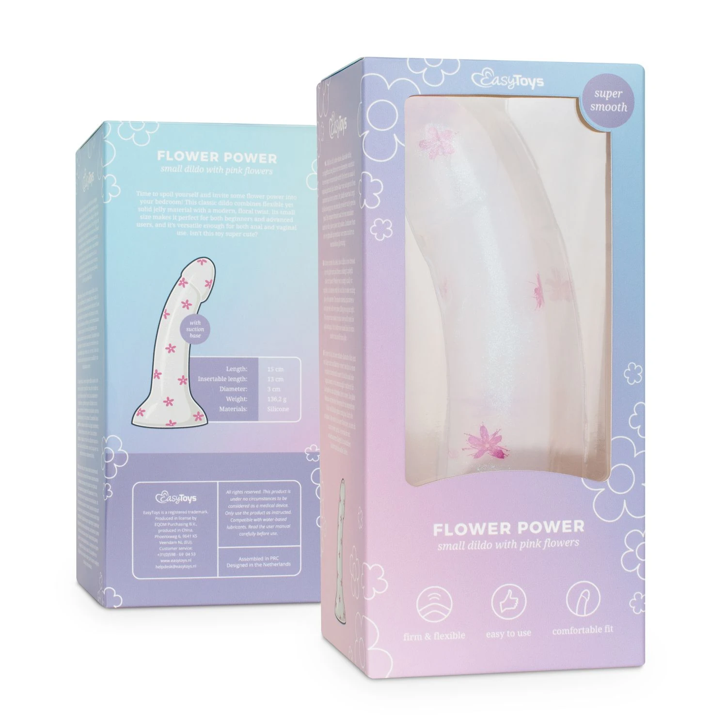 Dildo Collection Flower Power Dildo – Pink Glitter Design 15 cm