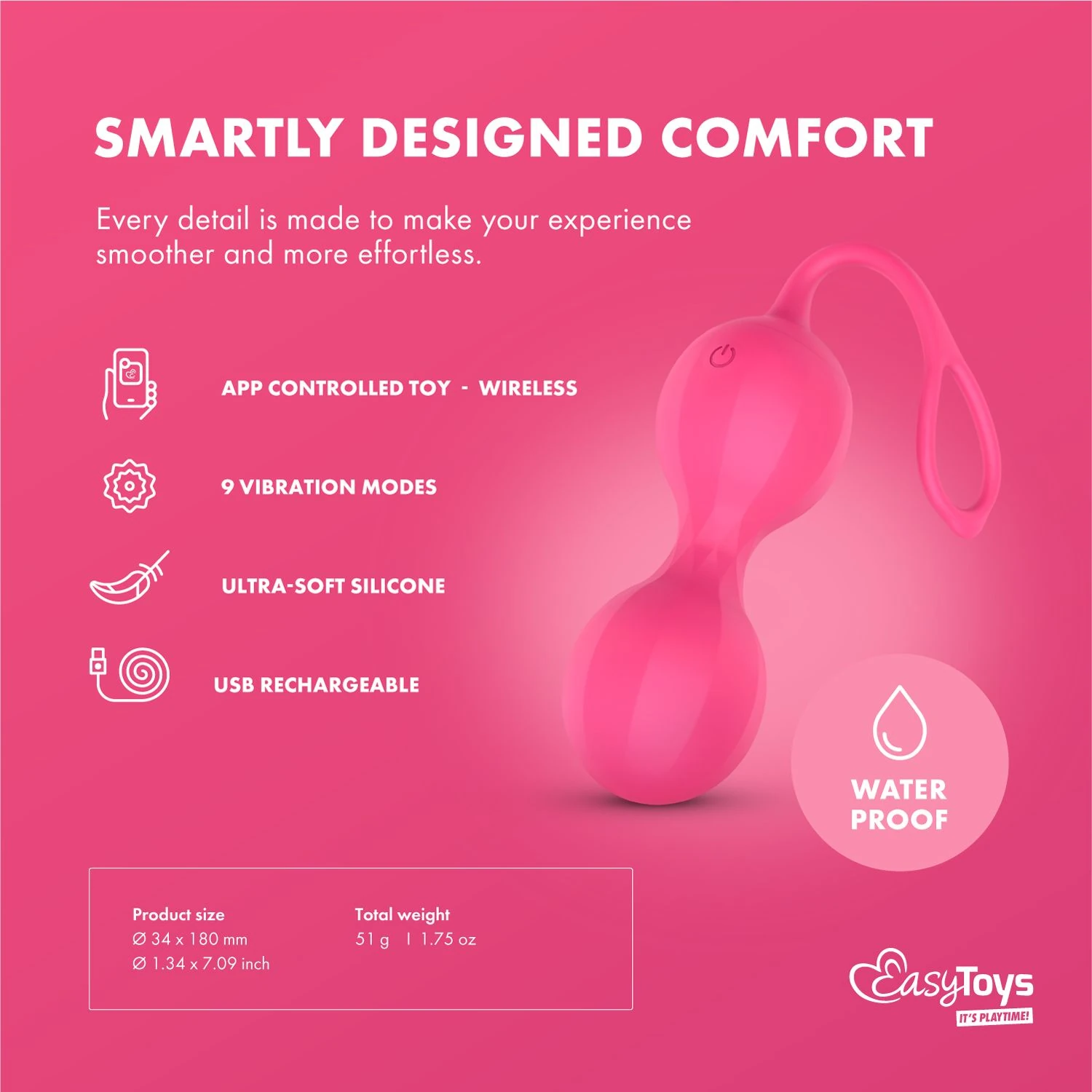 EasyConnect - Vibrating Kegel Balls Stella app-controlled