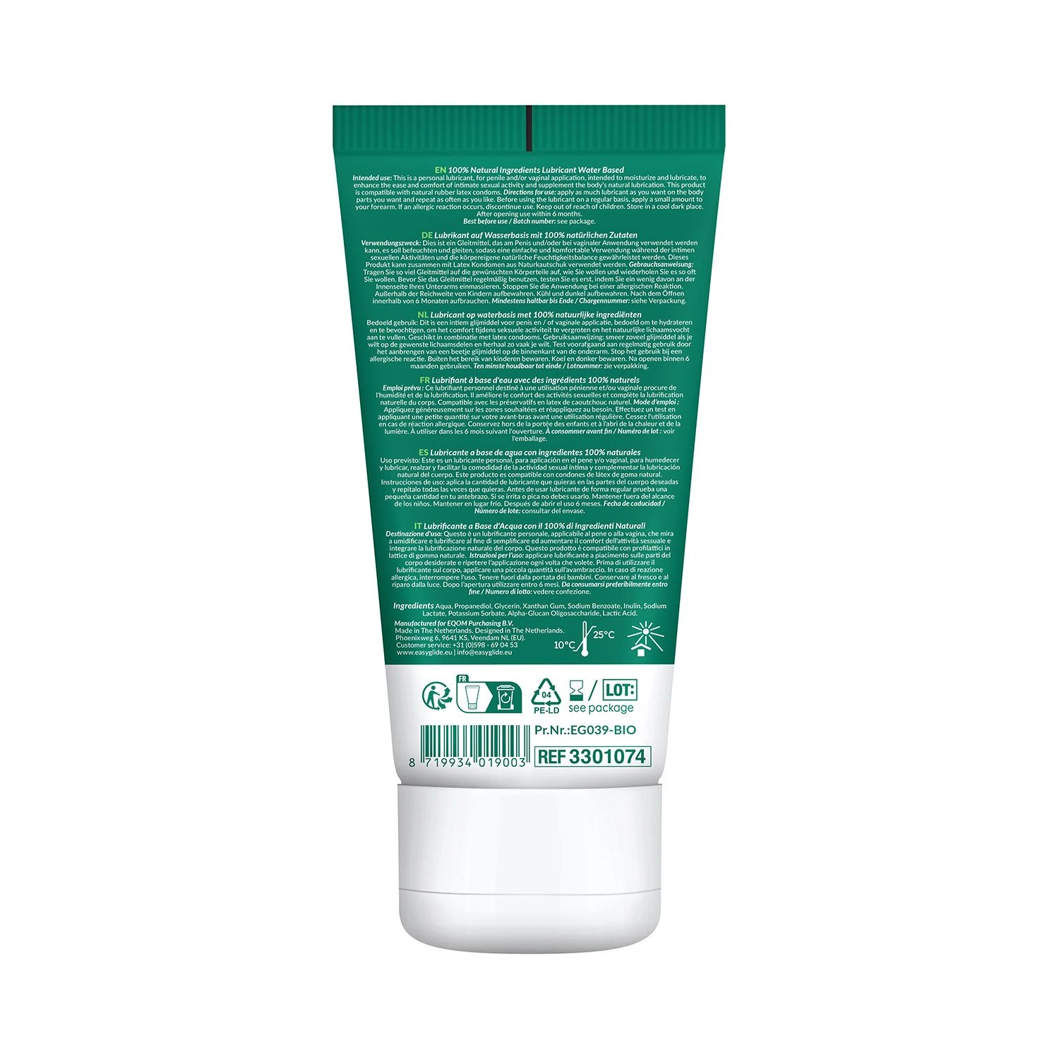 EasyGlide - Bio & Natural Waterbased Lubricant Fragrance Free - 100 ml