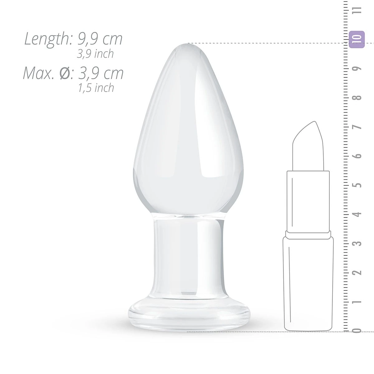 Gildo - Clear Glass Buttplug - 9,4 cm