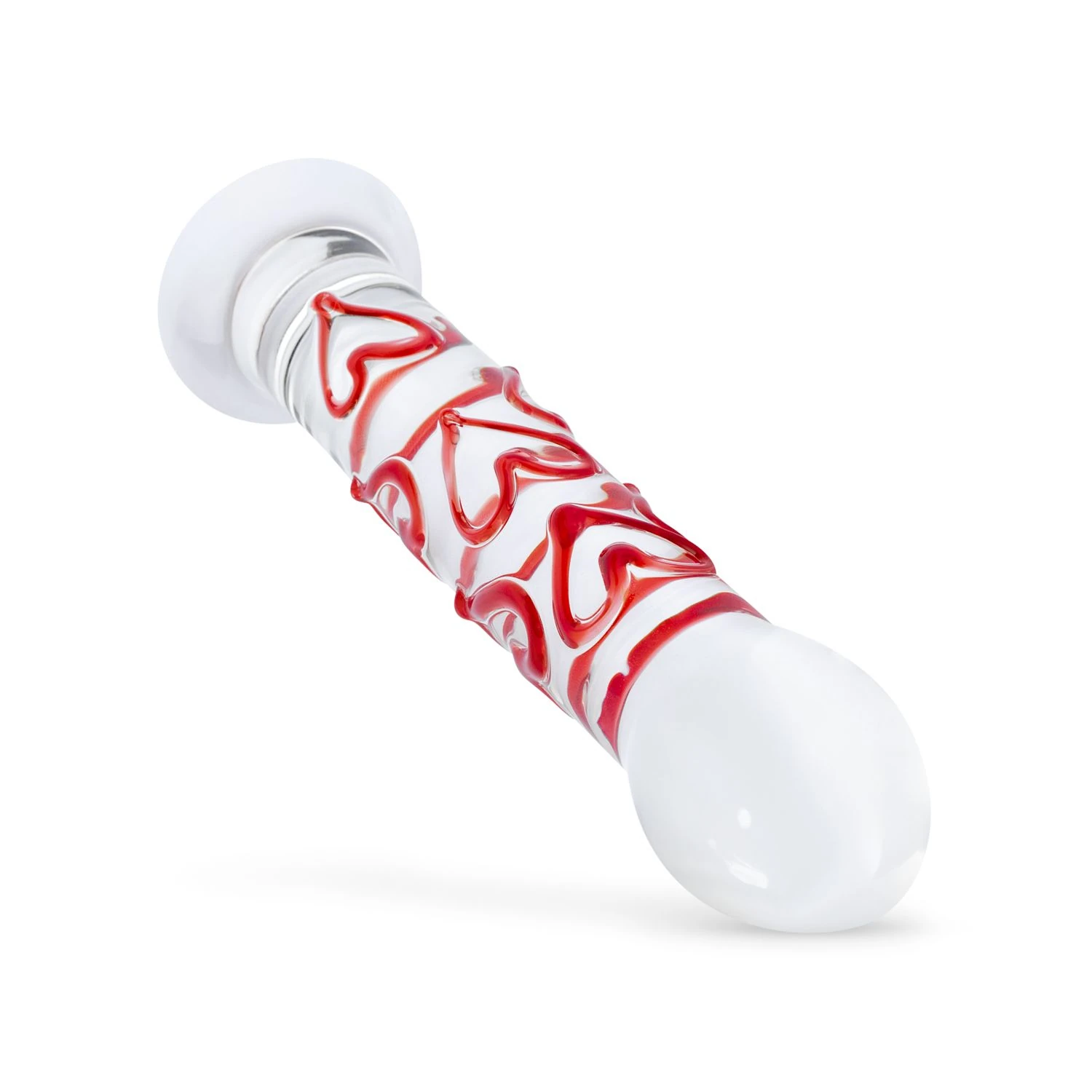 Gildo - Glass G-Spot/Prostate Dildo with Hearts No. 30 - 17 cm