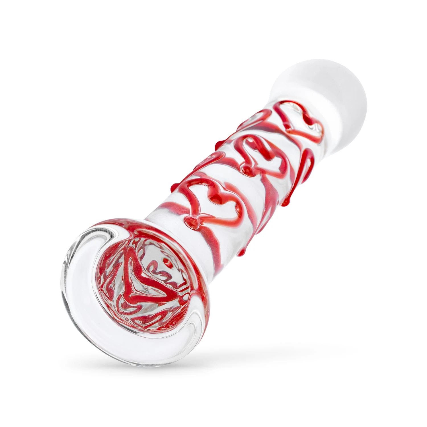 Gildo - Glass G-Spot/Prostate Dildo with Hearts No. 30 - 17 cm
