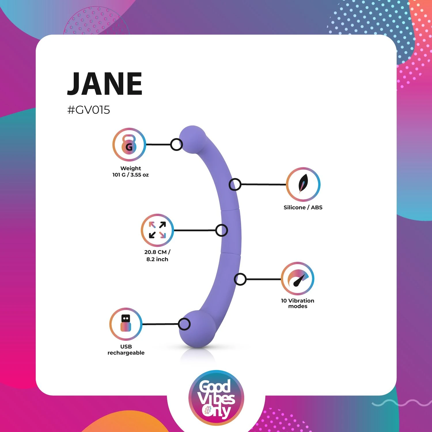 Good Vibes Only - Double End Vibrator Jane - Purple