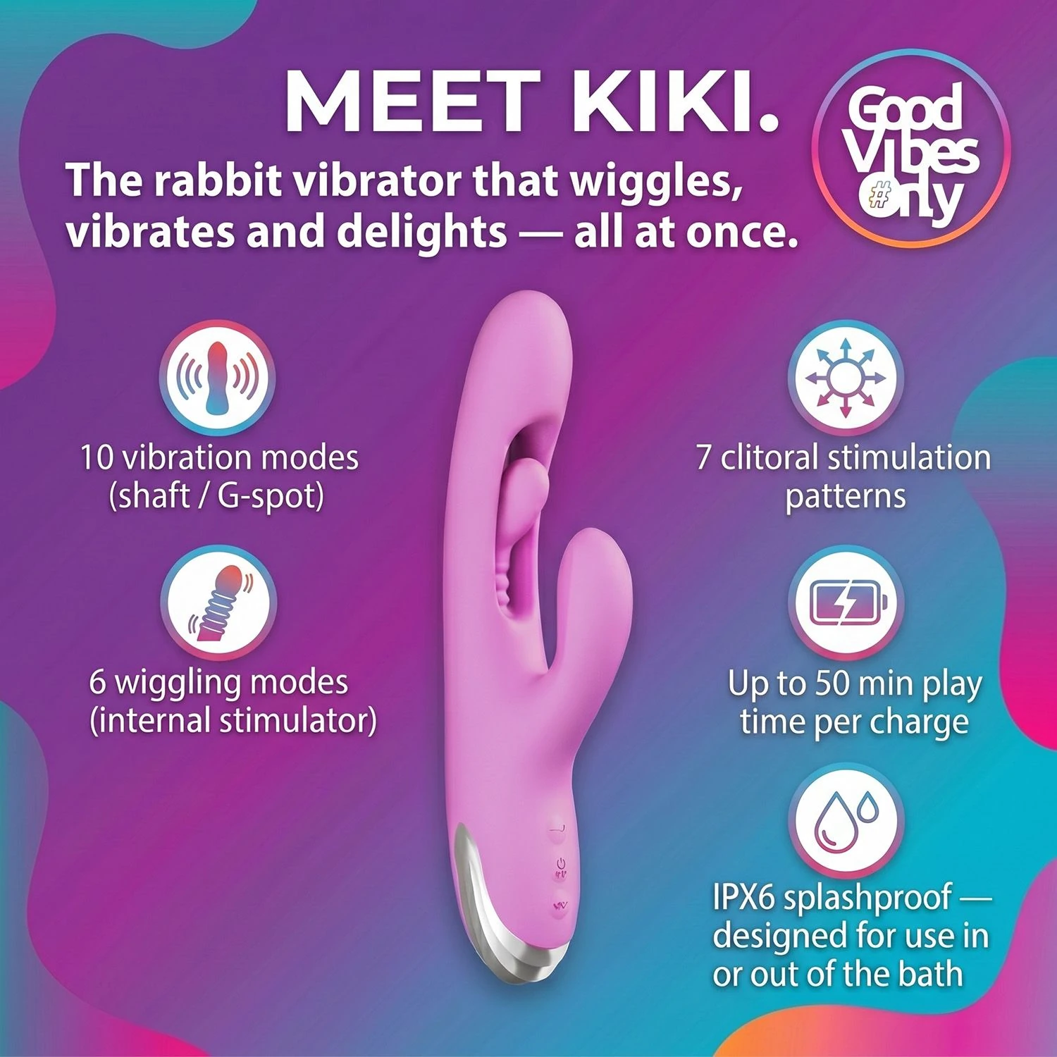 Good Vibes Only - Rabbit Vibrator Moving Finger - Purple