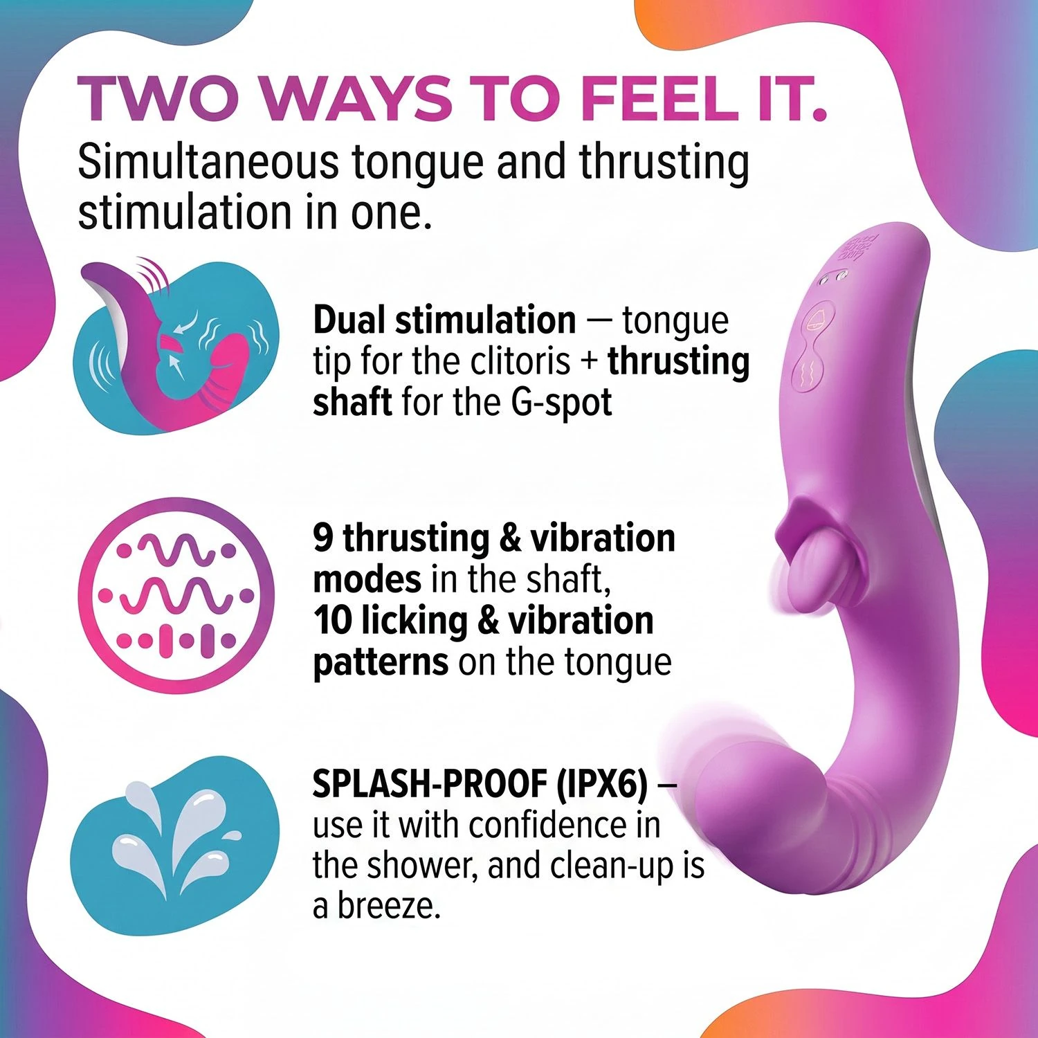 Good Vibes Only - Thrusting Tongue Vibrator - Pink