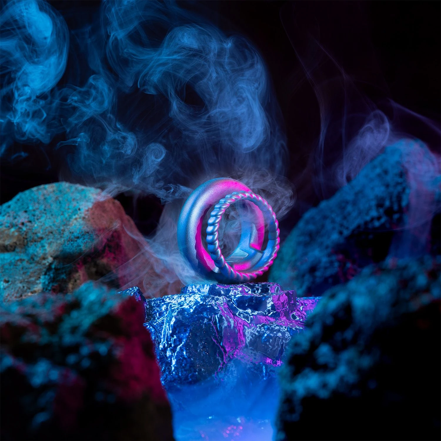 Hueman - Jupiter Vibrating Cock and Ball Ring - Purple