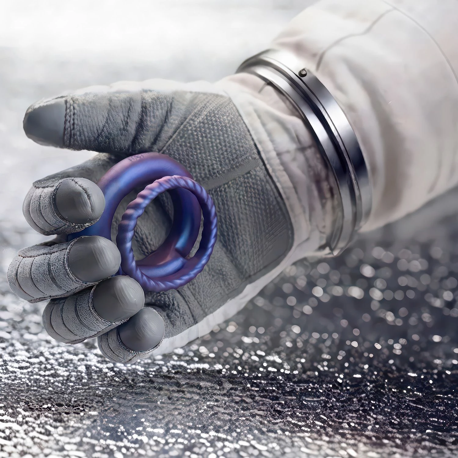 Hueman - Jupiter Vibrating Cock and Ball Ring - Purple