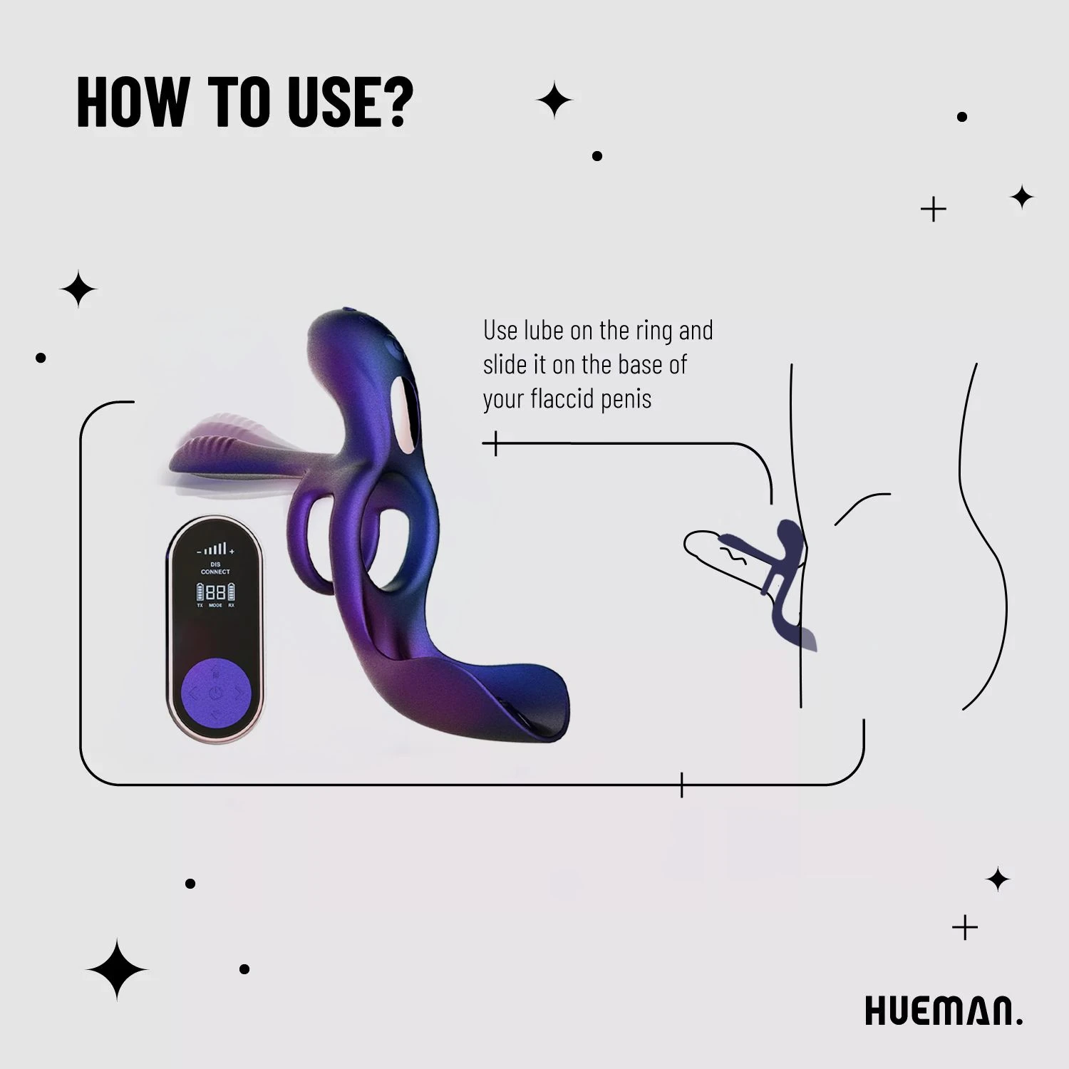 Hueman - Zenith 3-in-1 Cock Ring - Remote Control