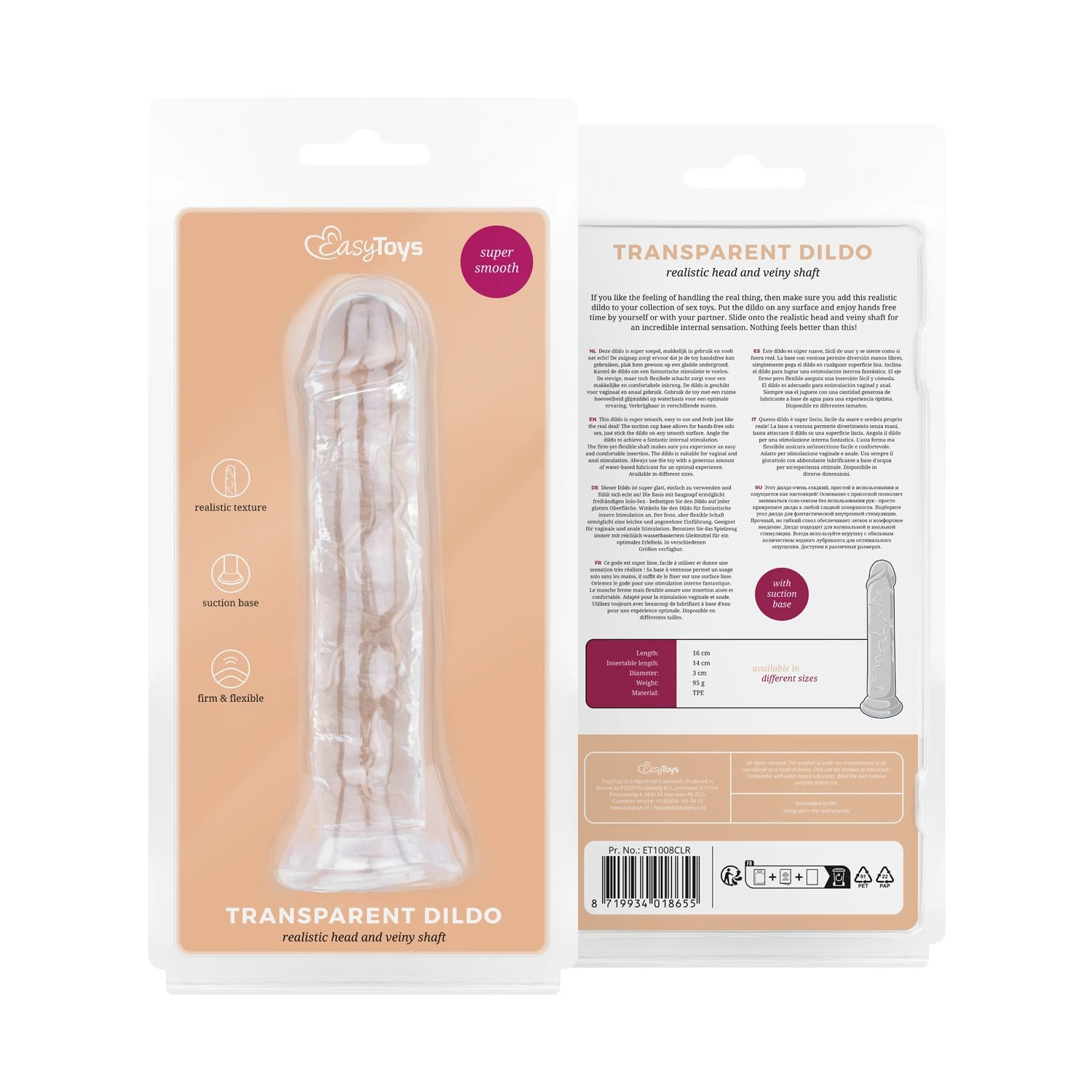 Jelly Dildo without balls - 14 cm