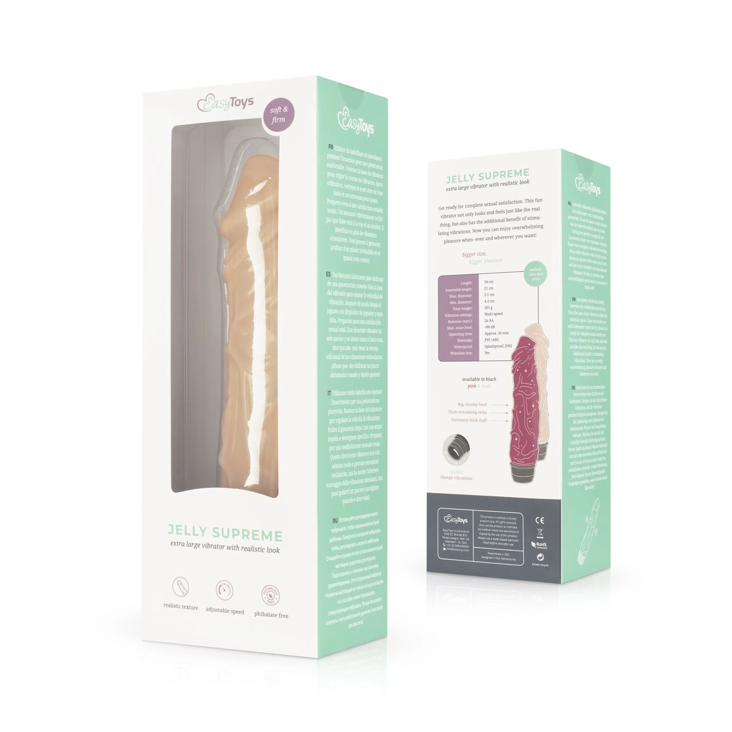 Jelly Supreme - Realistic Vibrator Beige - 24 cm