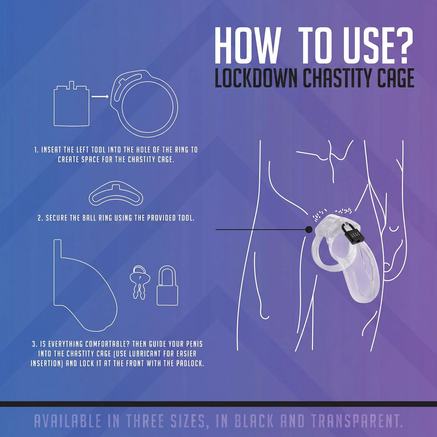 Lockdown Chastity Cage Clear - Medium