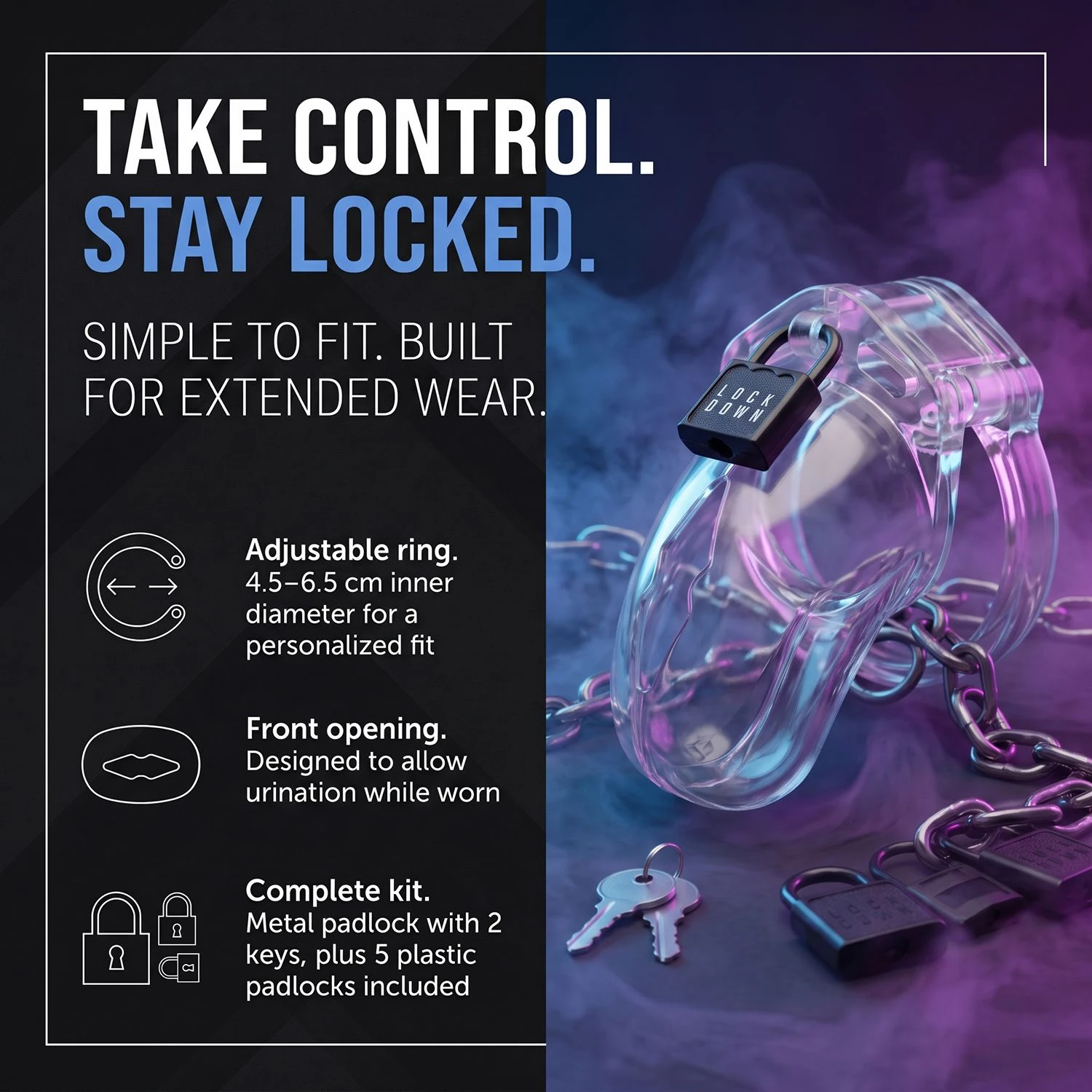 Lockdown Chastity Cage Clear - Small