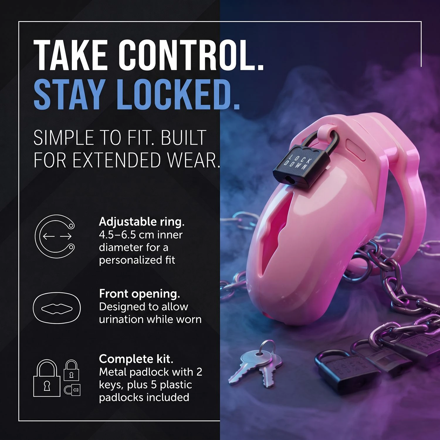 LOCKDOWN - Chastity Cage Medium - Pink
