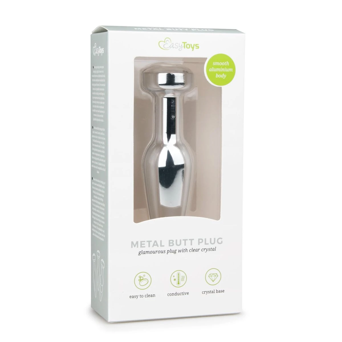 Metal Butt Plug Silver/Clear - L